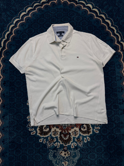 Tommy Hilfiger White Custom Fit Polo Shirt - L