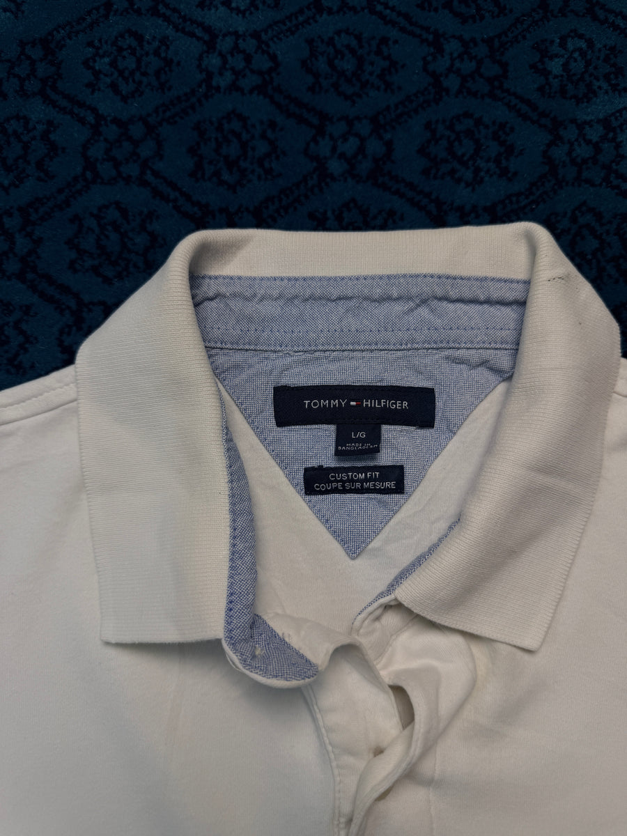 Tommy Hilfiger White Custom Fit Polo Shirt - L