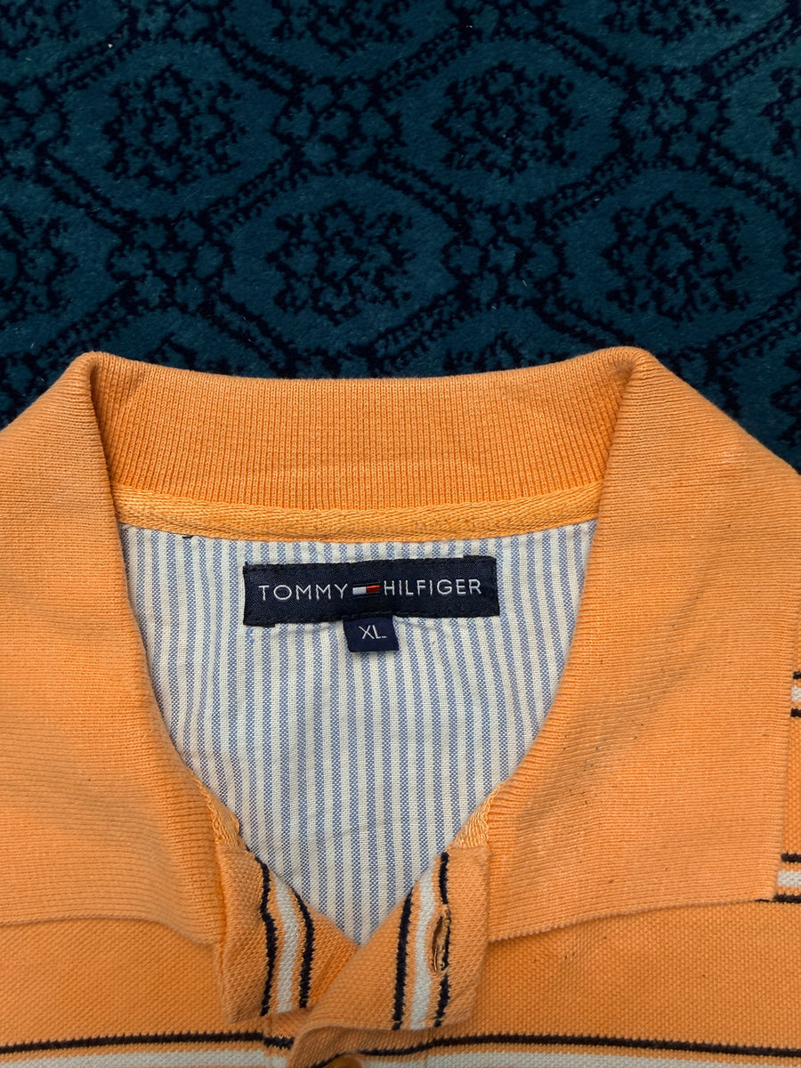 Tommy Hilfiger Stripe Peach Polo Shirt - XL