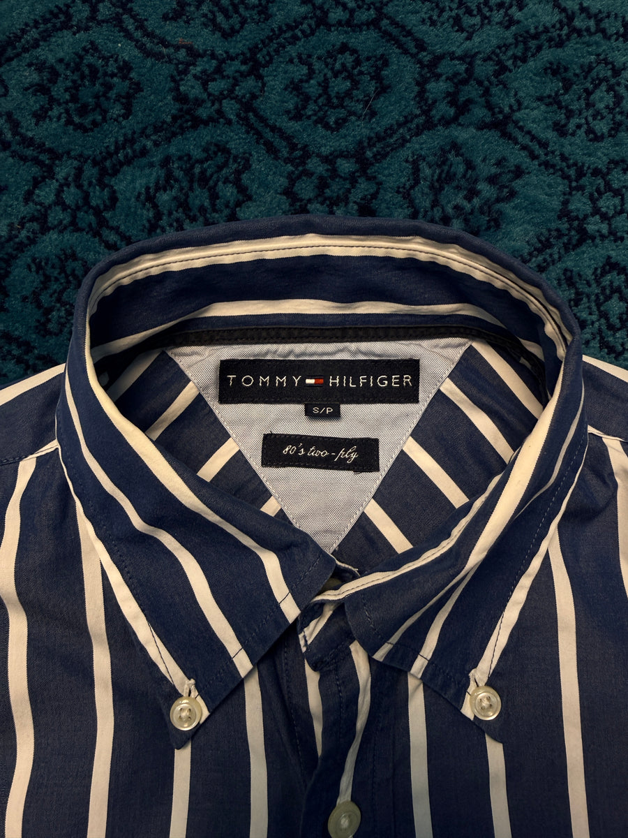 Tommy Hilfiger Stripe Blue 80's Two Ply Shirt - S