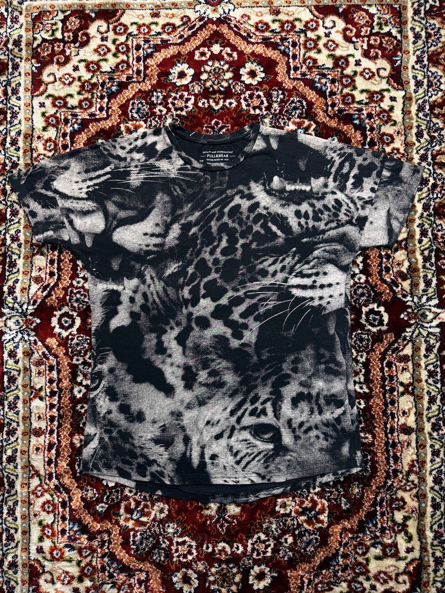 Pull & Bear Grey Cheetah Print T-Shirt - S