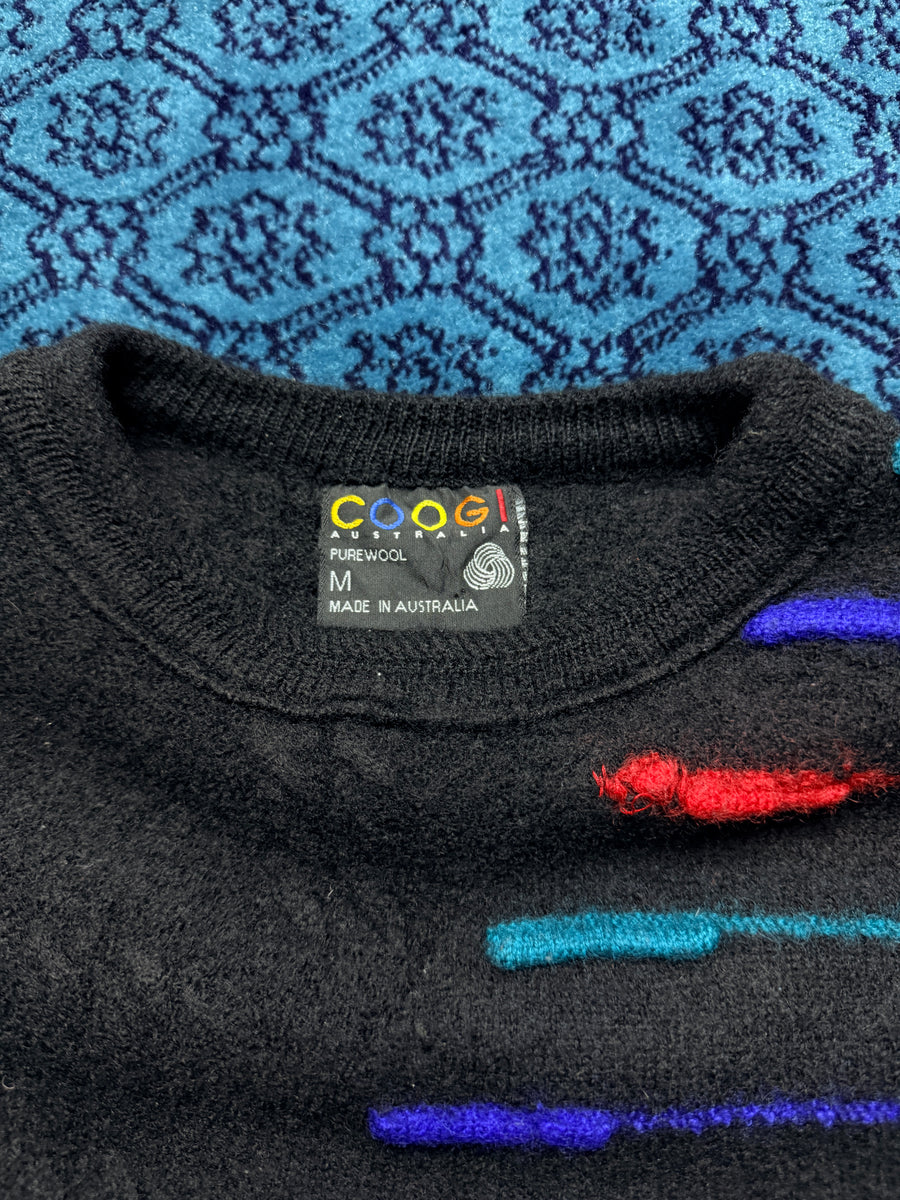 Coogi Australian Pure Wool Heavyweight Multicolour Crewneck Sweater Distressed - M