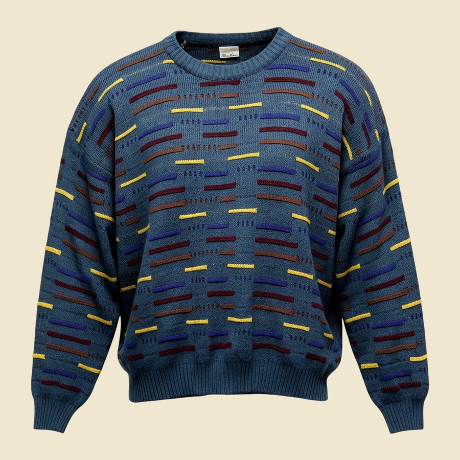 Freetime Textured Knit Multicolour Crewneck Sweater - XL