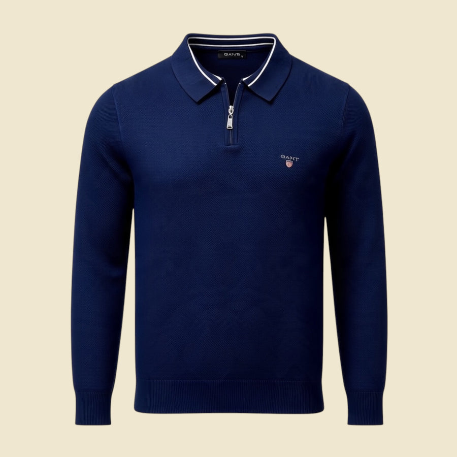 Gant Navy Blue Polo Style Quarter Zip Sweater - L