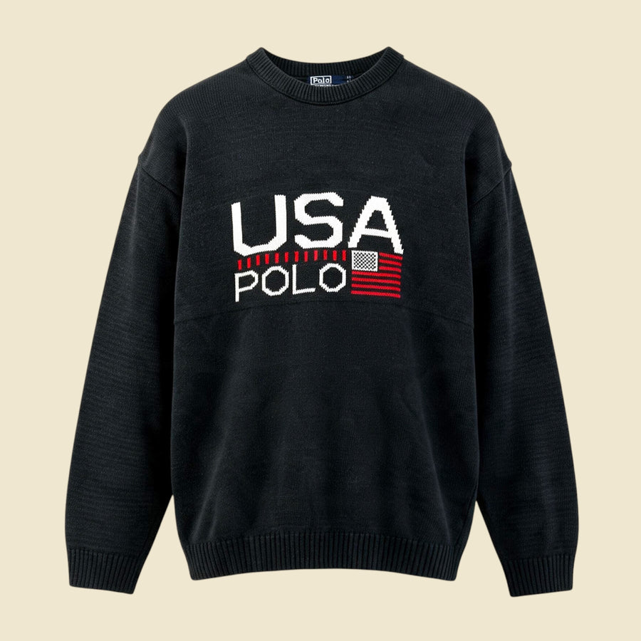 Polo by Ralph Lauren Grey Flag Crewneck Sweater - M/L