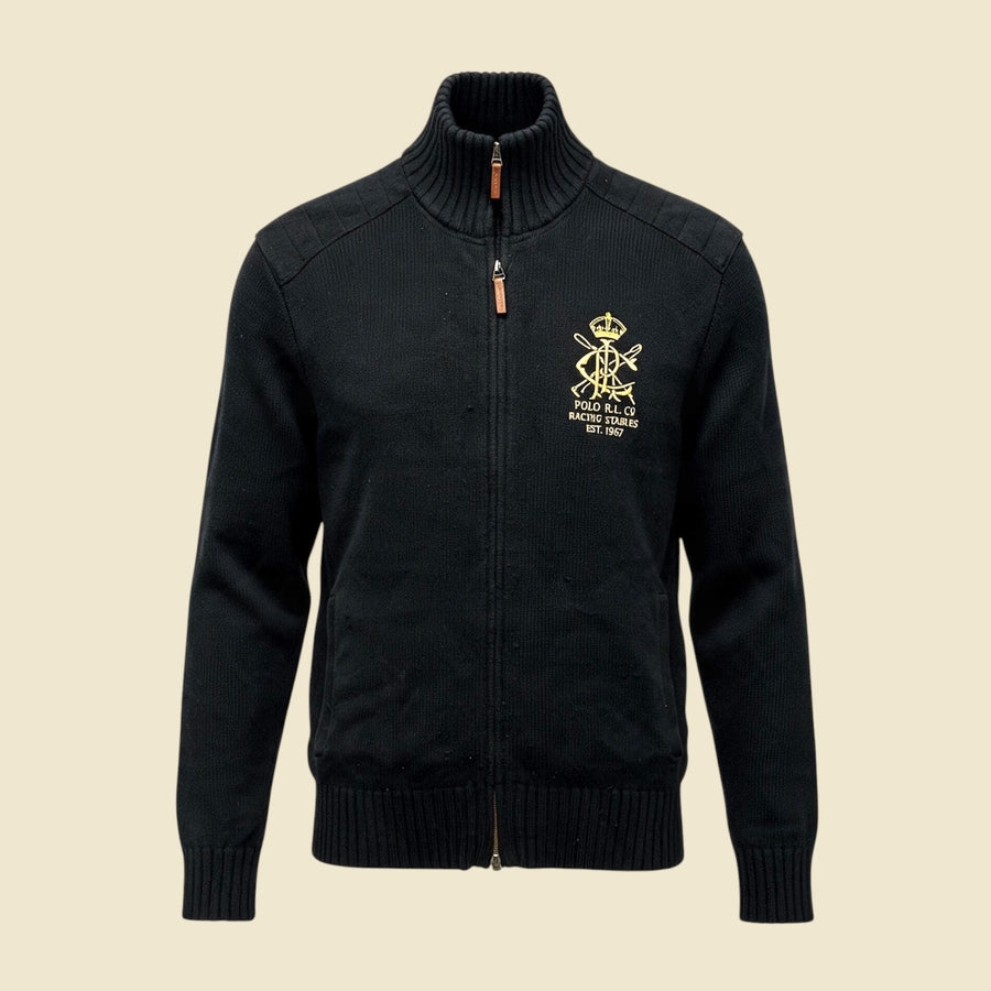 Polo by Ralph Lauren Racing Stables Black Full Zip Sweater - M