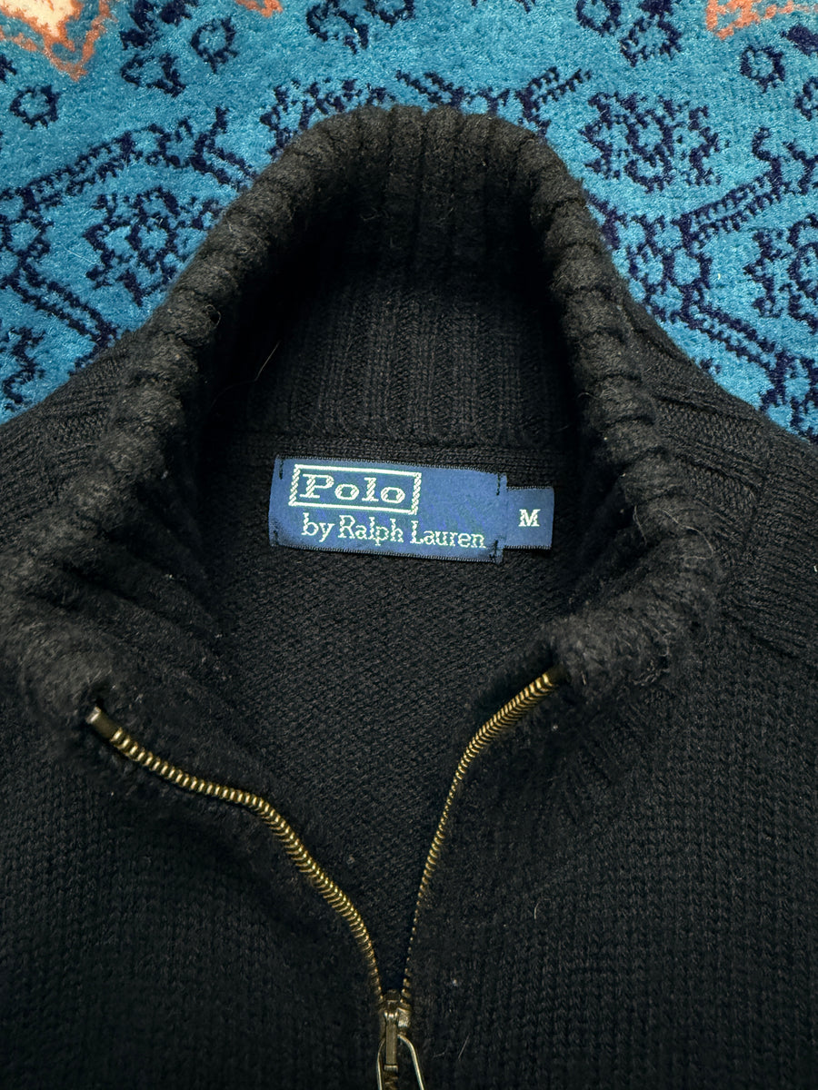 Polo by Ralph Lauren Racing Stables Black Full Zip Sweater - M