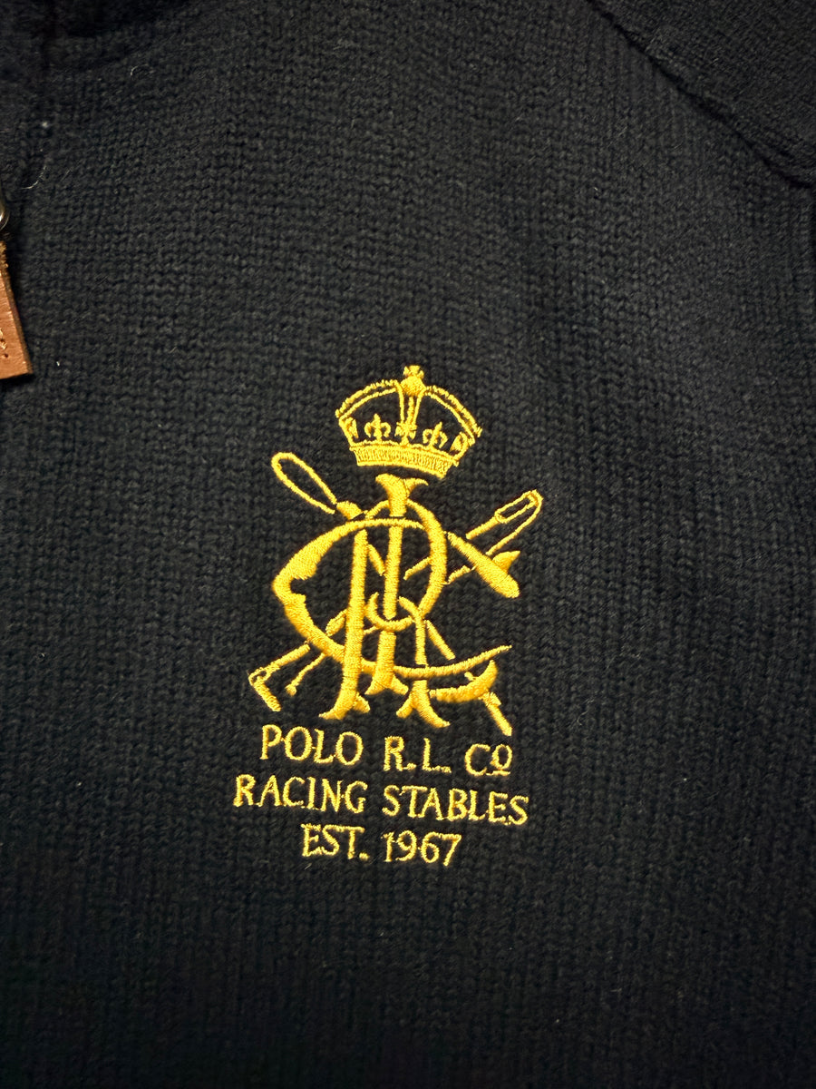 Polo by Ralph Lauren Racing Stables Black Full Zip Sweater - M