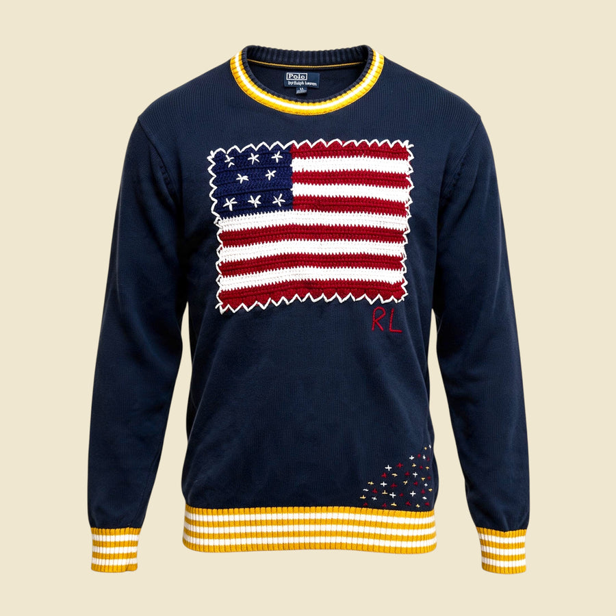 Polo by Ralph Lauren Grey Flag Japanese Embroidered Crewneck Sweater - XL