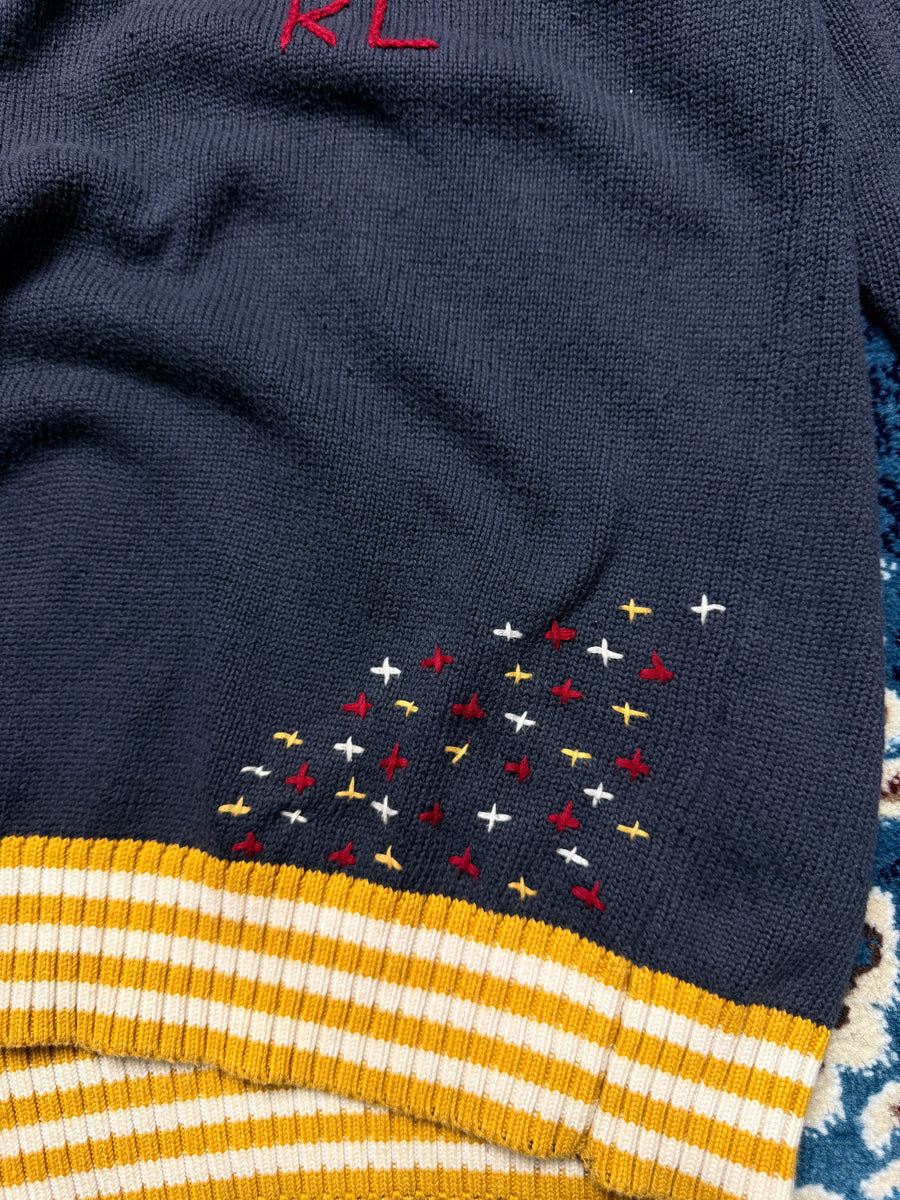 Polo by Ralph Lauren Grey Flag Japanese Embroidered Crewneck Sweater - XL