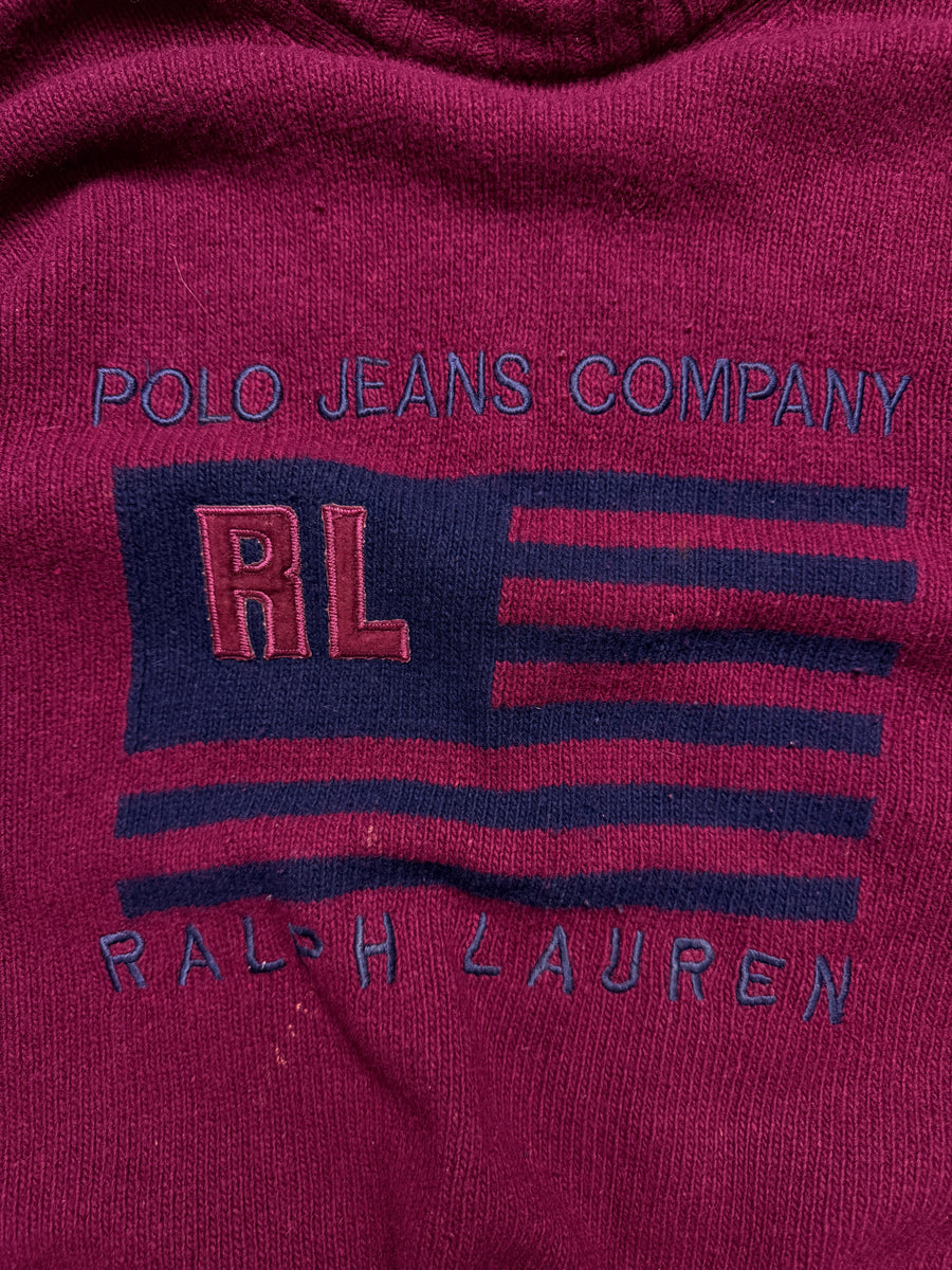 Polo Jeans Co. Maroon Flag Lambs Wool Crewneck Sweater - XL