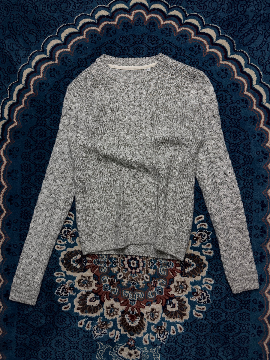 Only & Sons Light Grey Textured Cable Knit Sweater - S