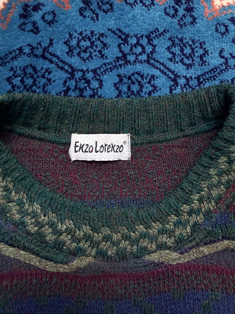 Enzo Lorenzo Coogi Style Multicolour Crewneck Sweater - L/XL