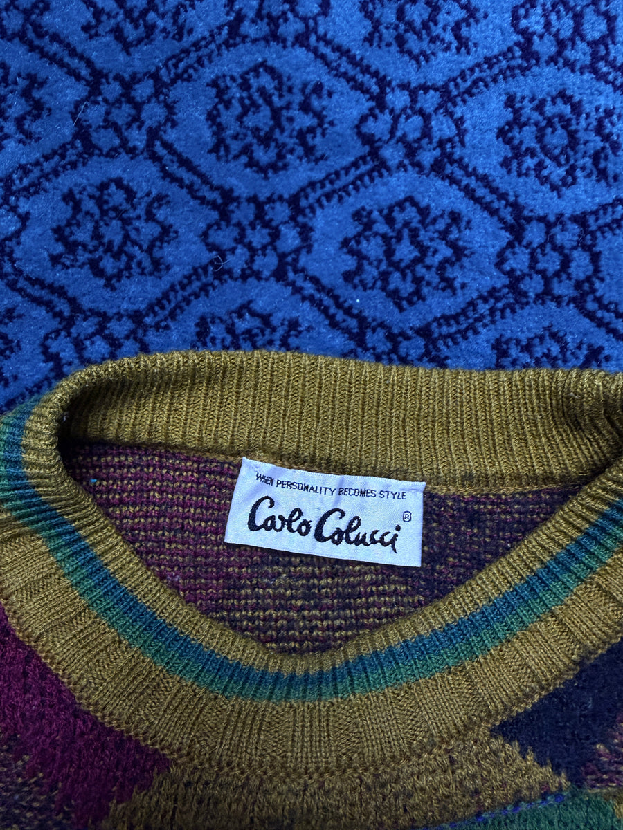 Carlo Colucci Patterned Multicolour Crewneck Sweater - M