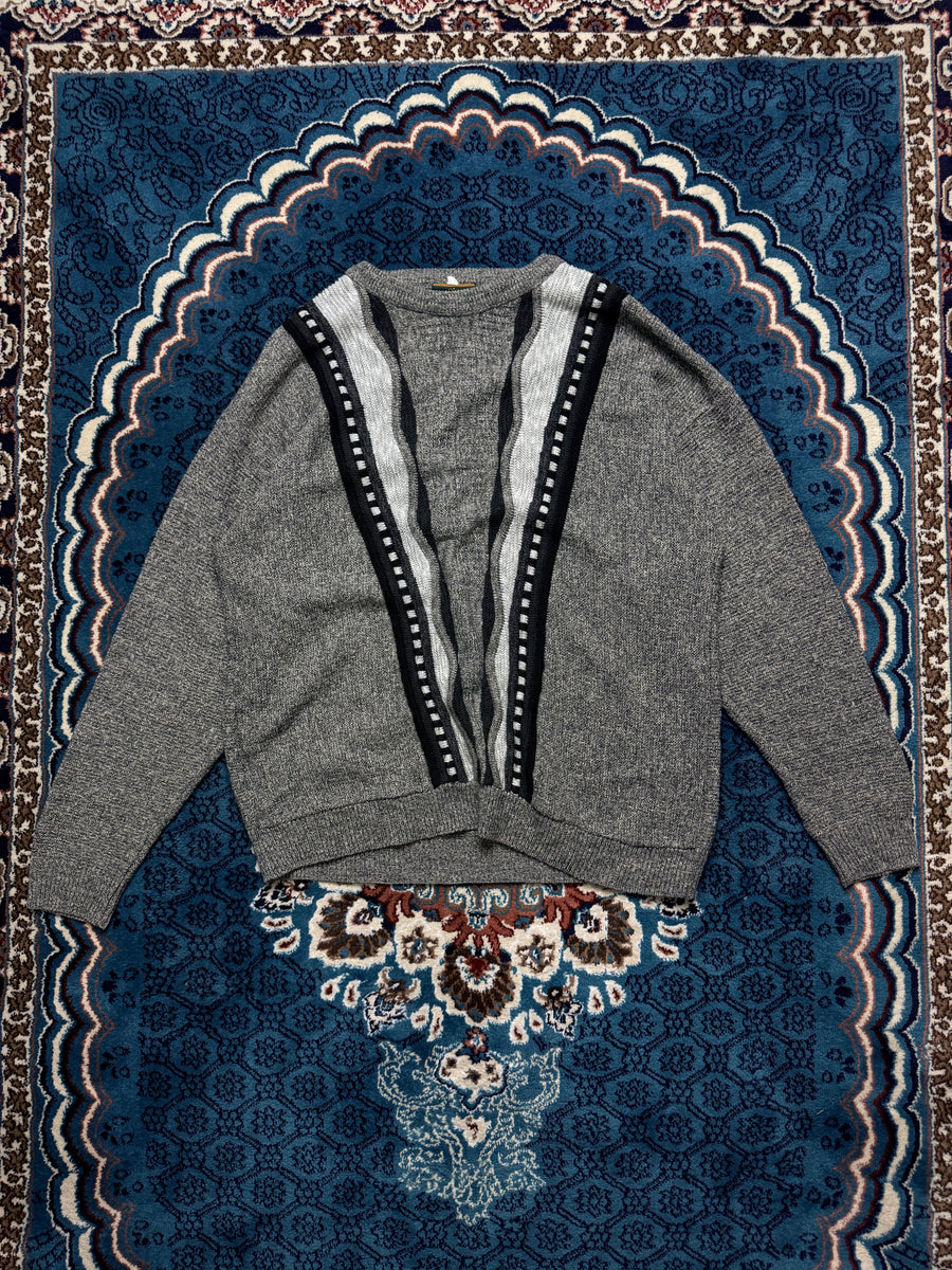 Nino Guardi Brownish Grey Textured Crewneck Sweater - M