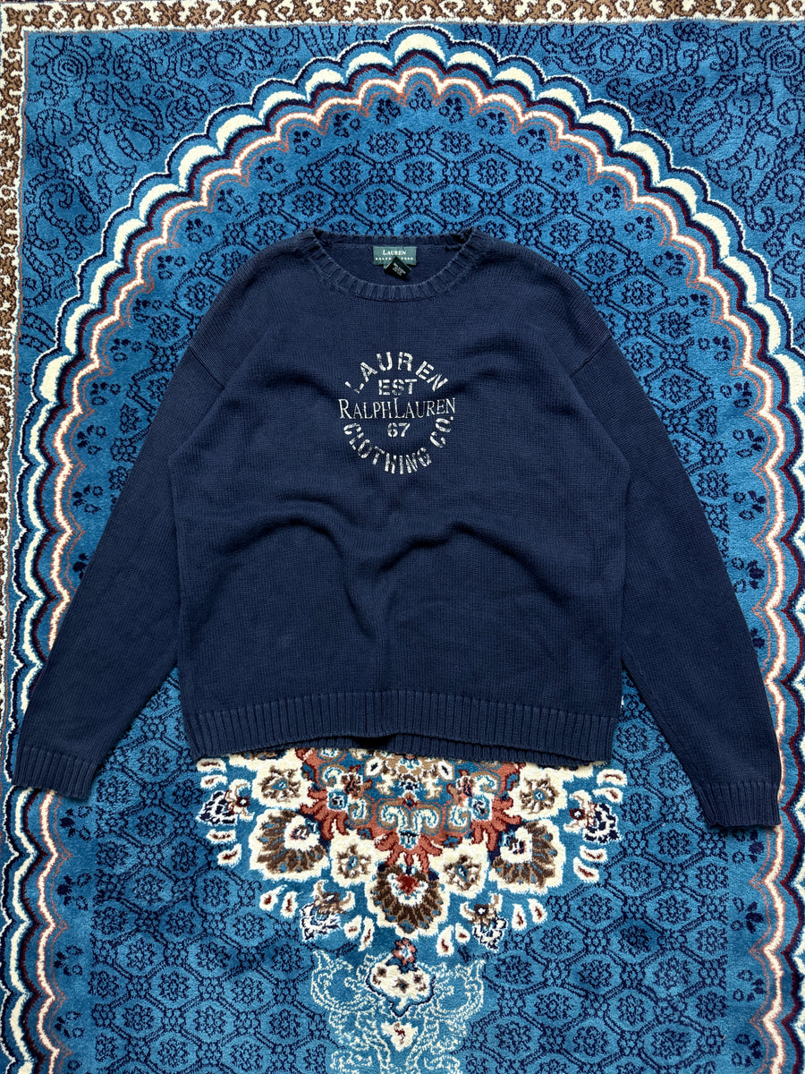 Lauren Ralph Lauren Navy Blue Vintage 1967 Sports Edition Crewneck Sweater - L