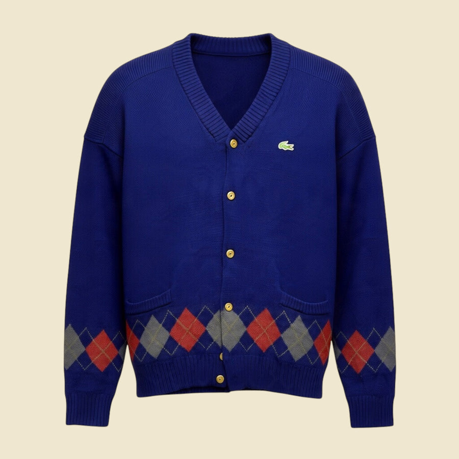 Lacoste Navy Blue Patterned Cardigan - XL