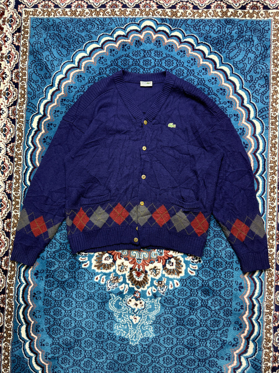 Lacoste Navy Blue Patterned Cardigan - XL
