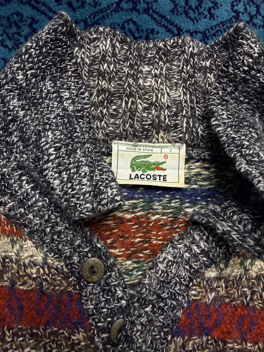 Lacoste Patterned Multicolour Wool Polo Style Sweater - XL/XXL