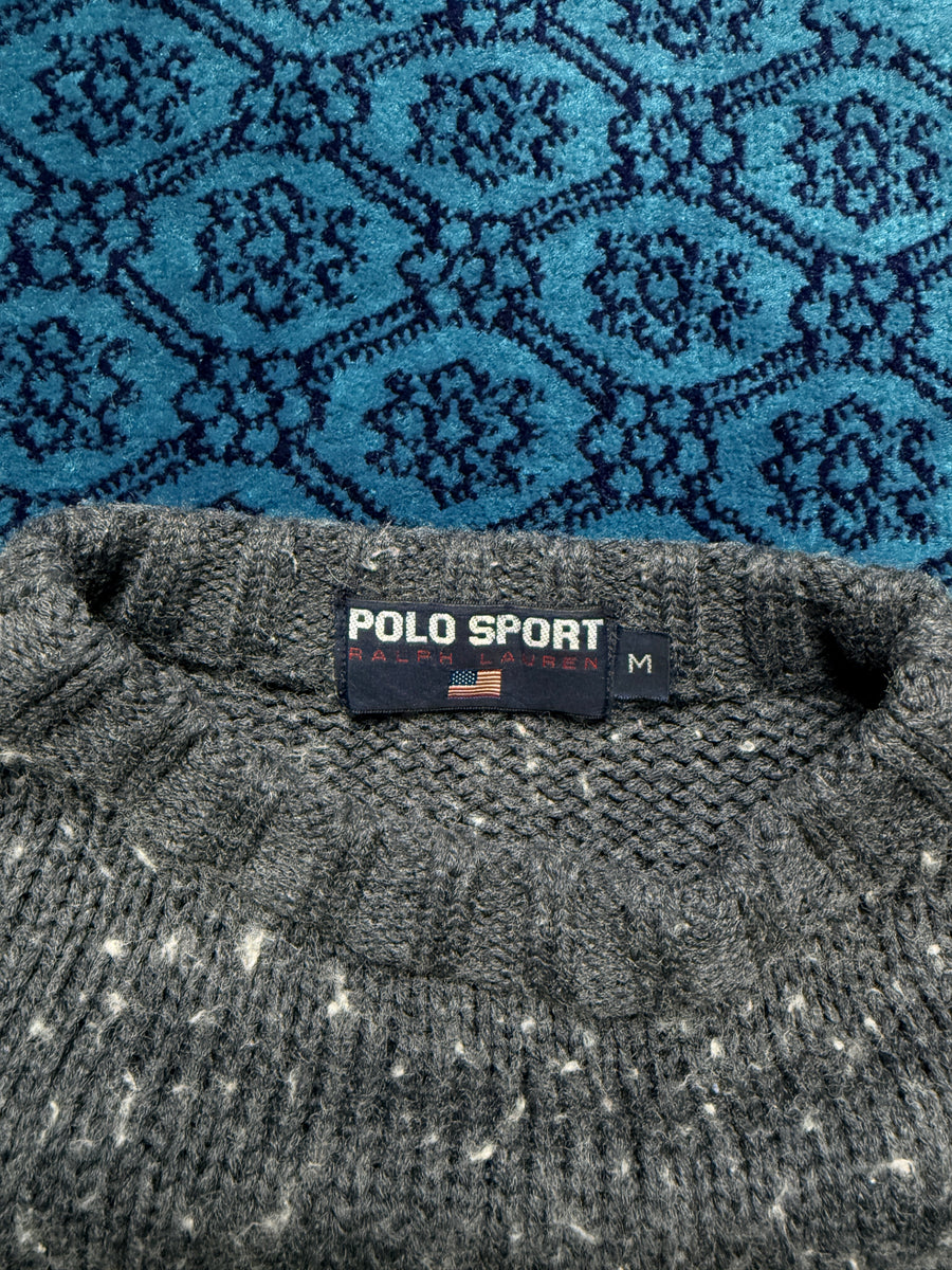Polo Sports Grey Flag Pure Wool Crewneck Sweater - M