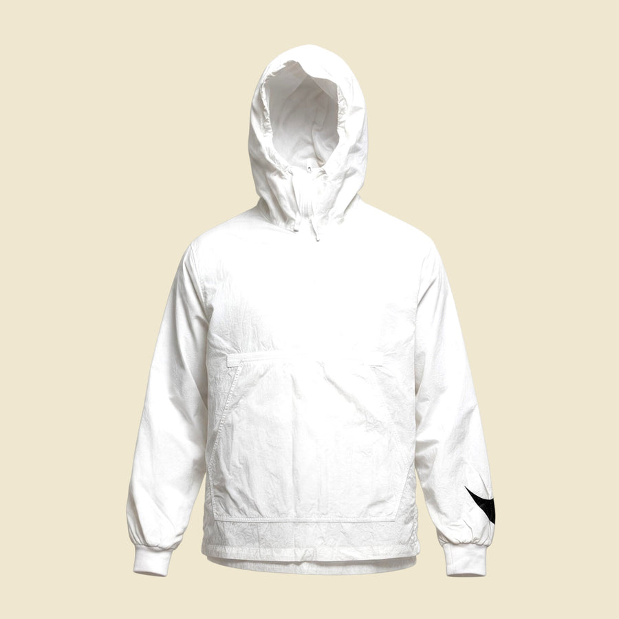 Nike White Hooded Parachute Pullover Jacket - L