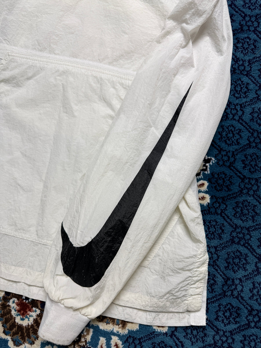 Nike White Hooded Parachute Pullover Jacket - L