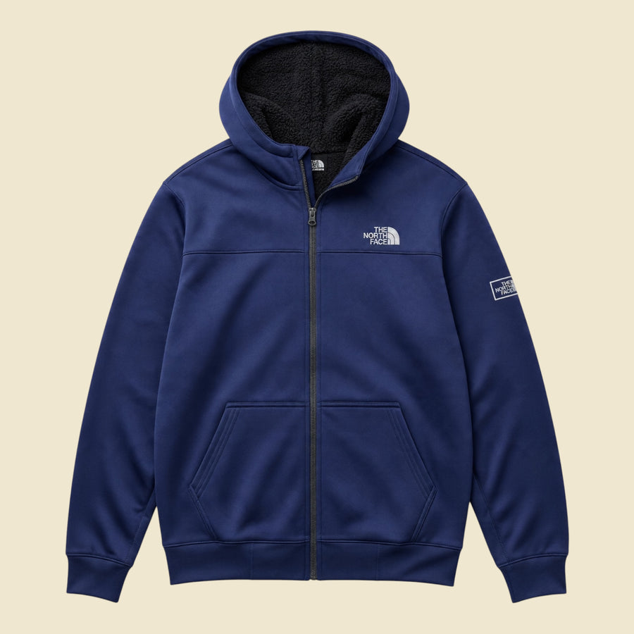 The North Face Navy Blue Fleece Hooded Jacket - M