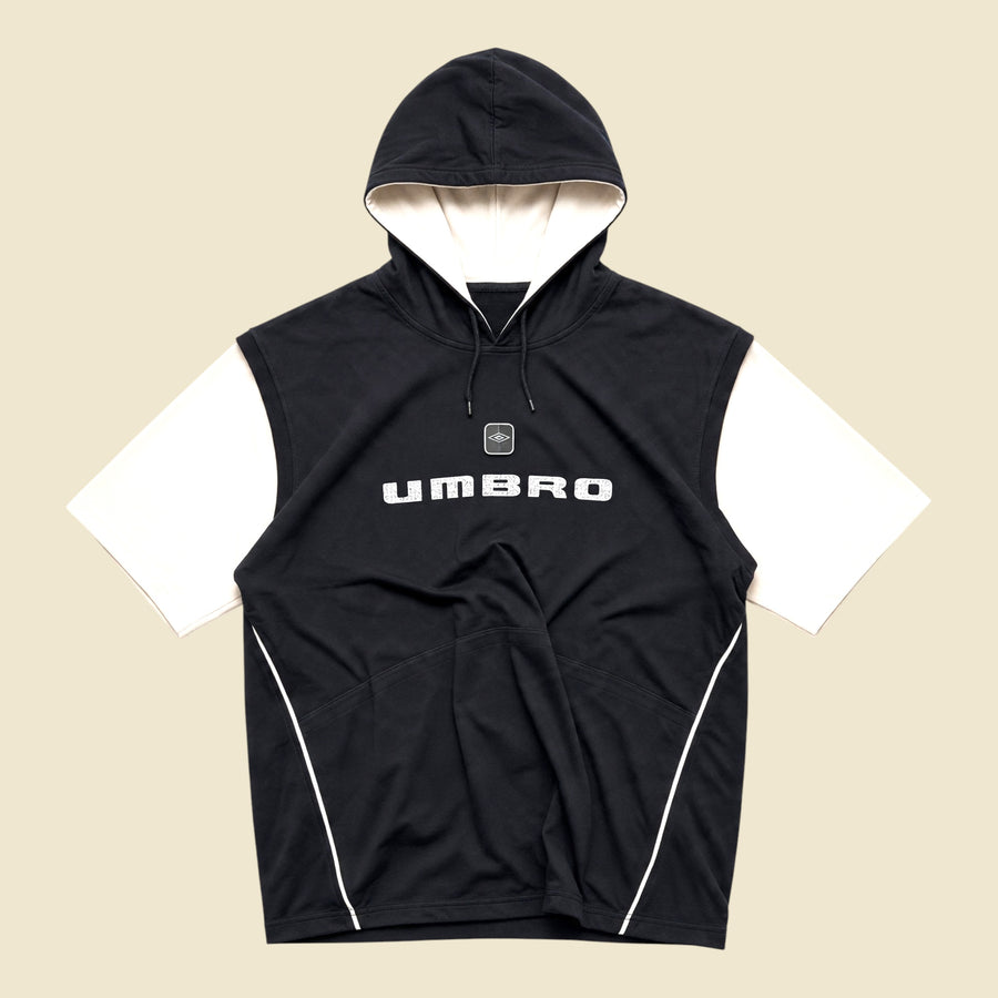 Umbro Black & White Half Sleeve Pullover Hooded Jacket Faded - XXL