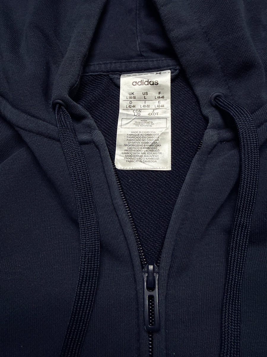 Adidas Navy Blue Faded Zipper Hooded Jacket - L