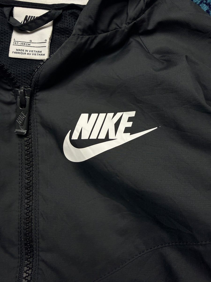 Nike Black Zipper Parachute Hooded Jacket - S