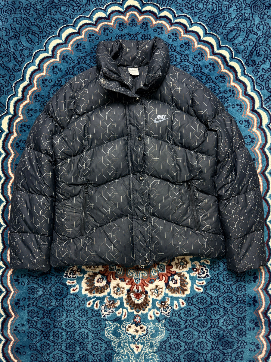 Nike Bluish Grey Sportswear Patterned Puffer Jacket - XL