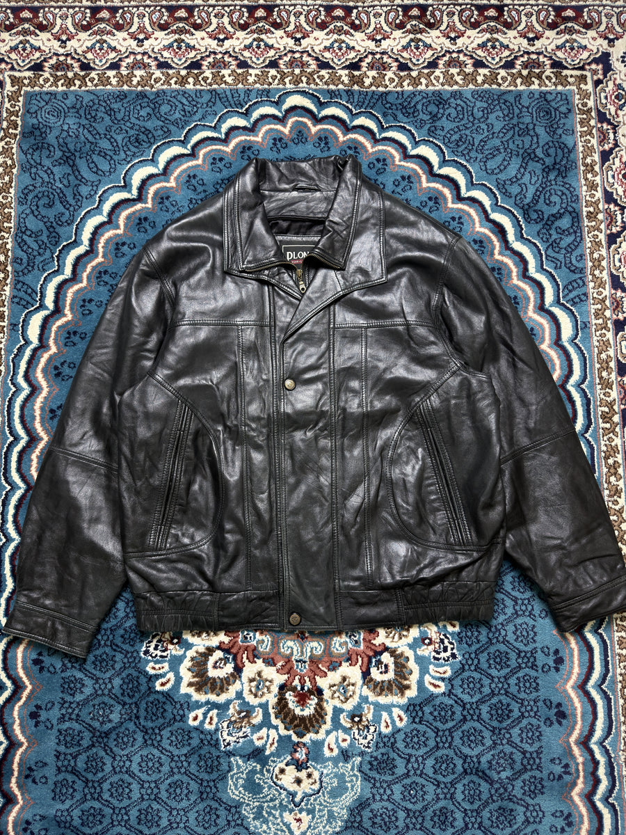 Plongé Black Vintage Leather Jacket - 3XL
