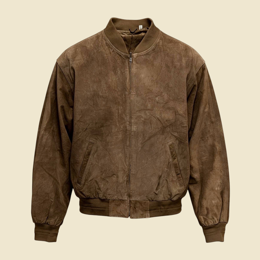 Roundtree & Yorke Brown Suede Bomber Jacket - L