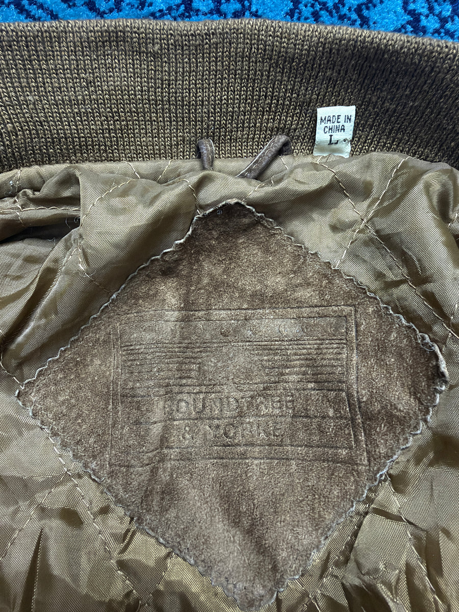 Roundtree & Yorke Brown Suede Bomber Jacket - L