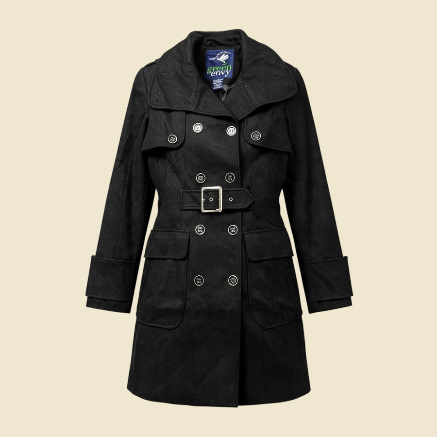 Green with Envy Black Double Breasted Coat - M