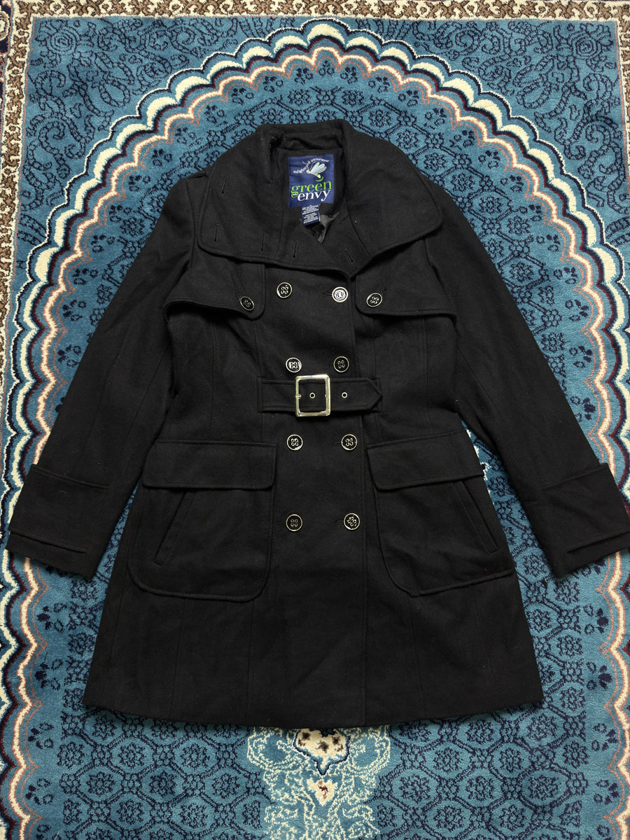 Green with Envy Black Double Breasted Coat - M