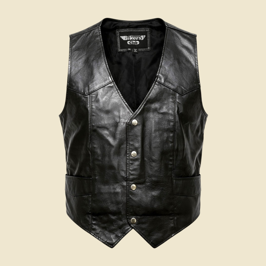 Biker's Club Black Leather Vest - 2XL