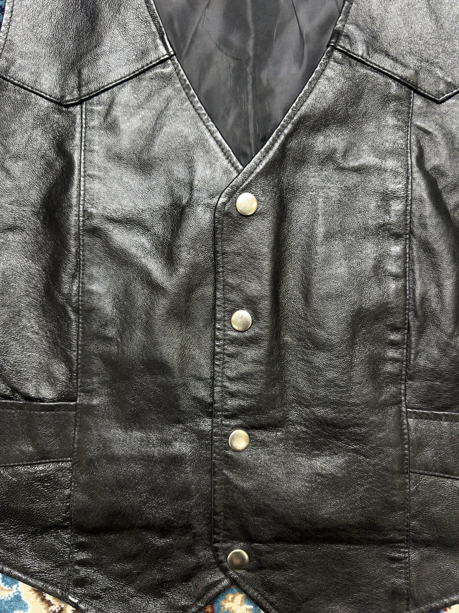 Biker's Club Black Leather Vest - 2XL