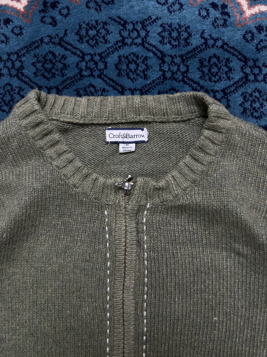 Croft & Barrow Green Snowman Zipper - M