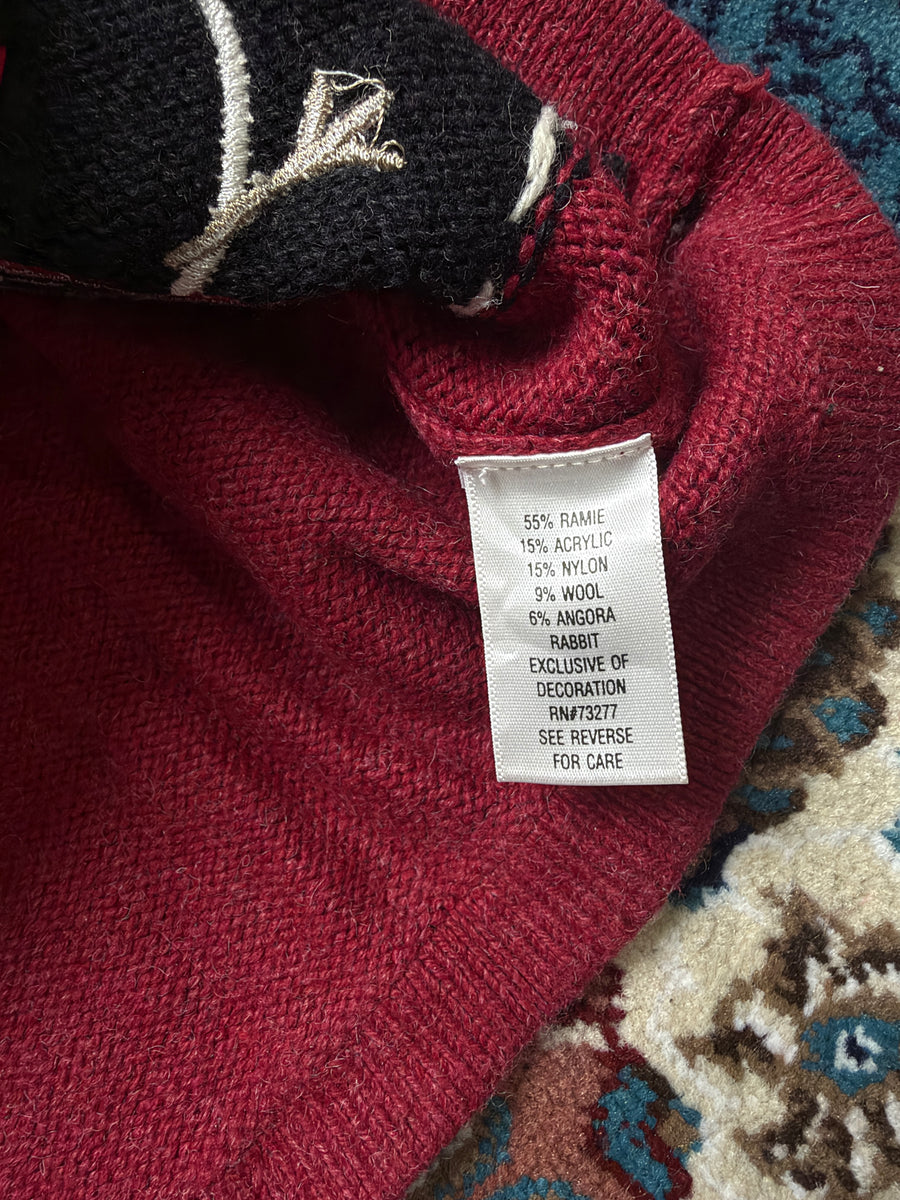 Croft & Barrow Maroon Snowman Zipper - L