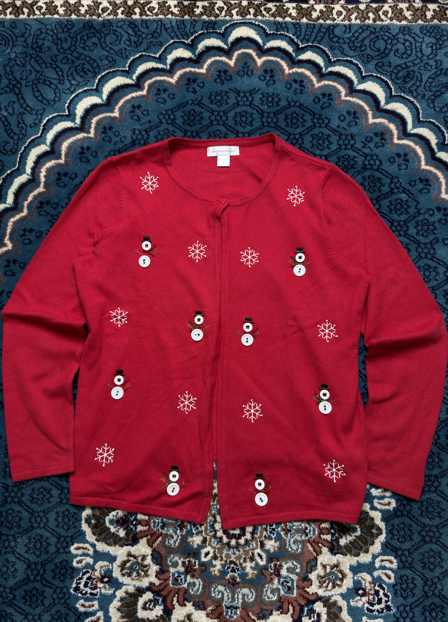 Christopher & Banks Red Christmas Cardigan - M