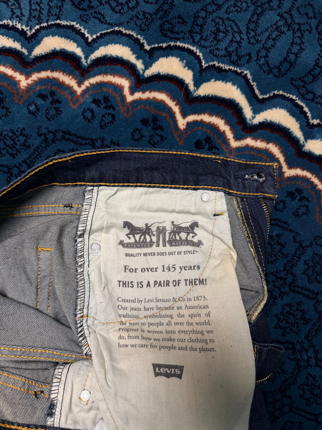 Stack of vintage Levi's jeans showing 501, 505 and 550 fits for vintage denim collectors