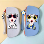 cute silicone sunglasses case featuring a pop-art character