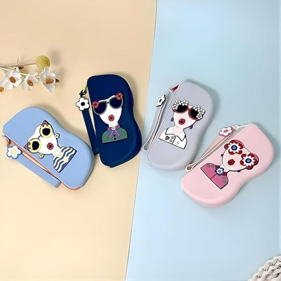 cute silicone sunglasses case featuring a pop-art character