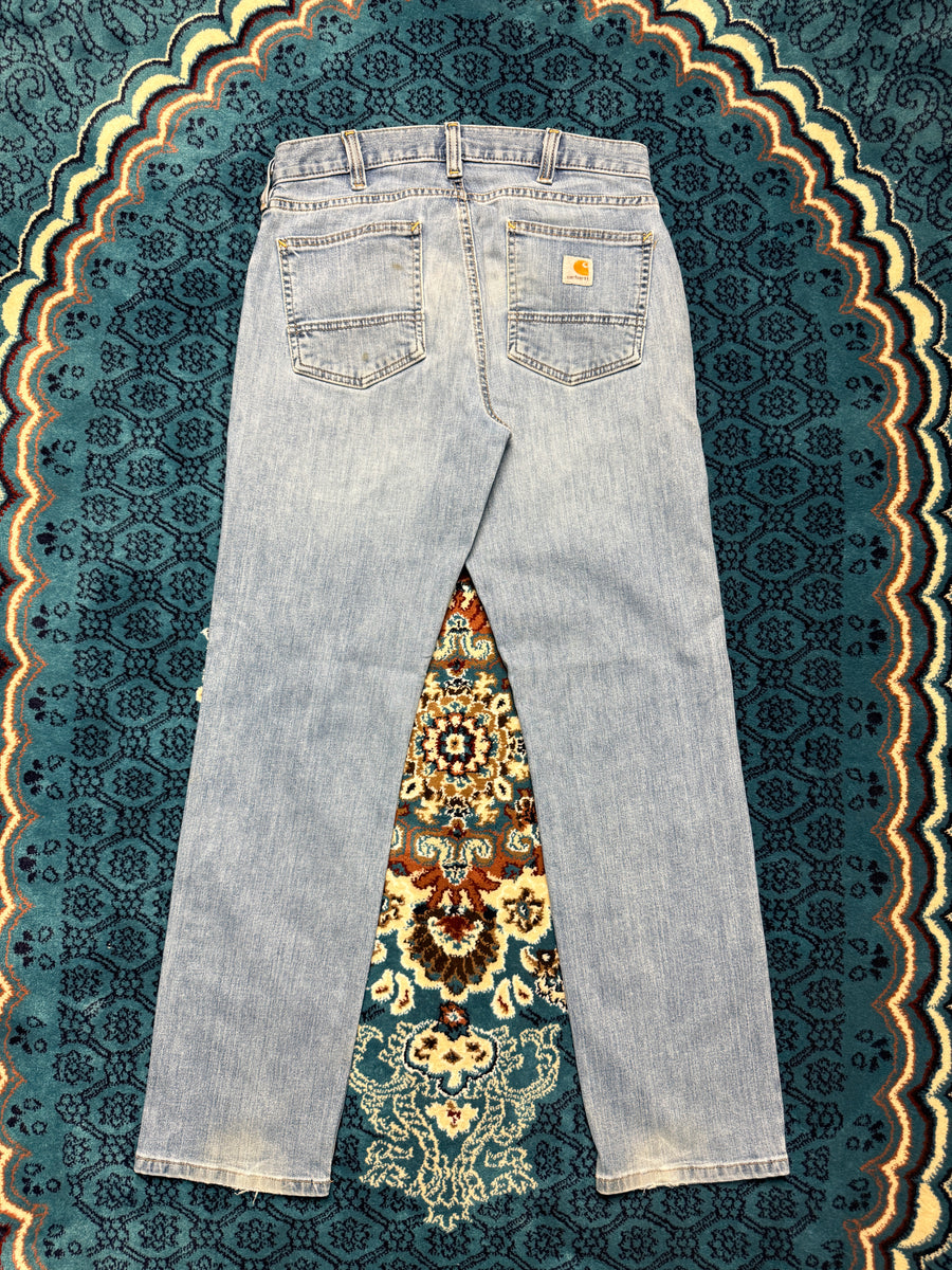 Carhartt Blue Rugged Flex Relaxed Fit Low Rise 5 Pocket Tapered Jeans - 30