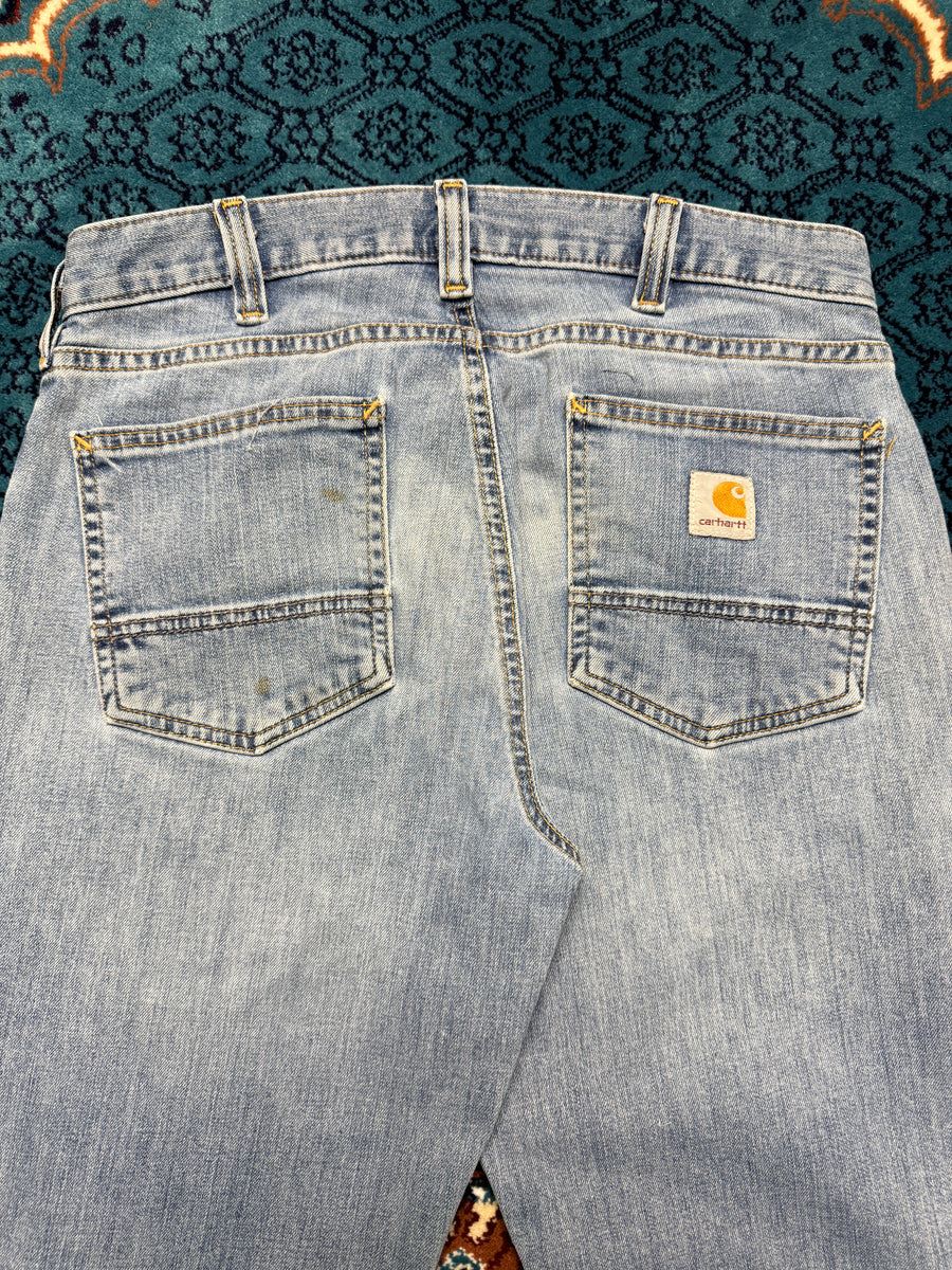 Carhartt Blue Rugged Flex Relaxed Fit Low Rise 5 Pocket Tapered Jeans - 30
