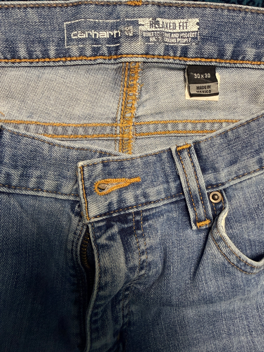 Carhartt Blue Rugged Flex Relaxed Fit Low Rise 5 Pocket Tapered Jeans - 30