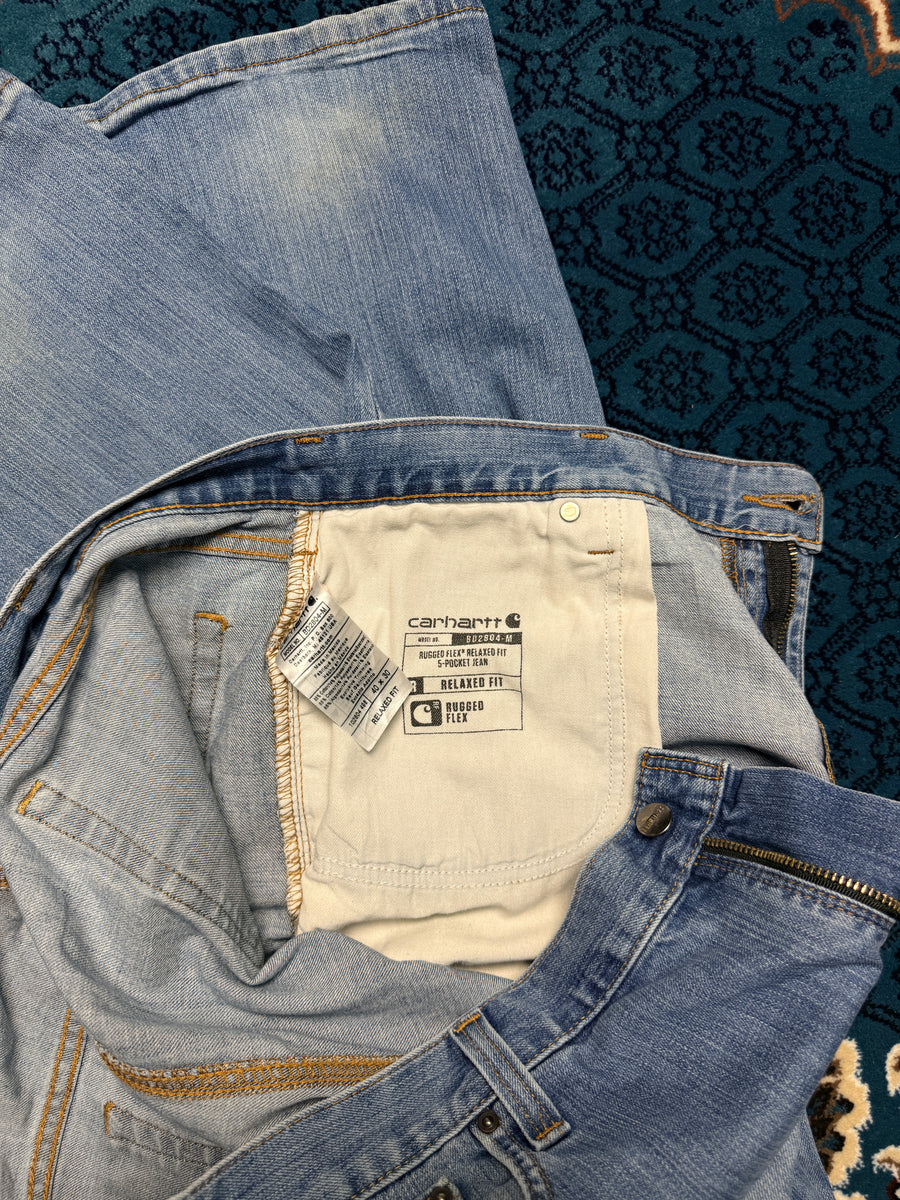 Carhartt Blue Faded Rugged Flex Relaxed Fit 5 Pocket Jeans - 40