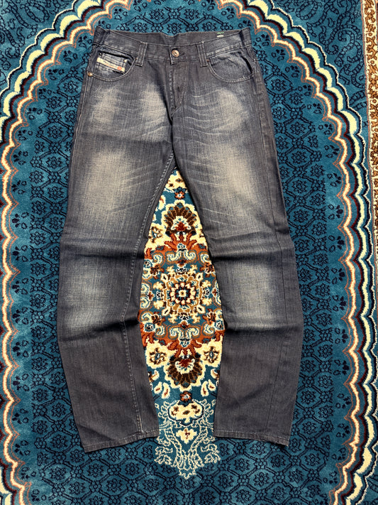 Diesel Dark Blue Straight Fit Washed Jeans - 32