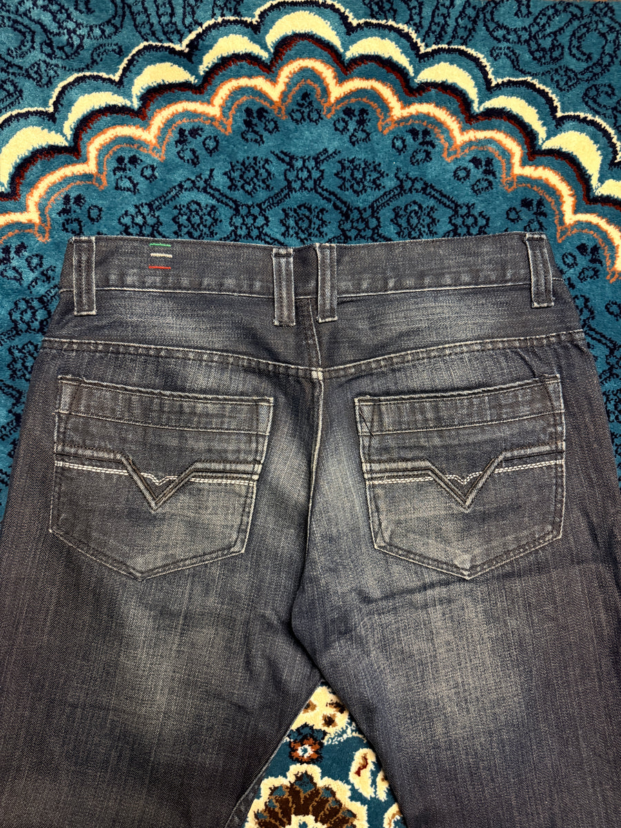 Diesel Dark Blue Straight Fit Washed Jeans - 32